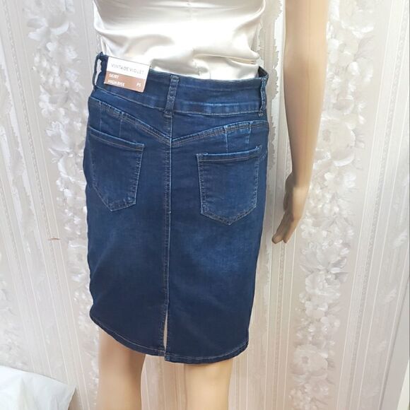 Vintage Violet Distressed Denim Skirt - Picture 2 of 6